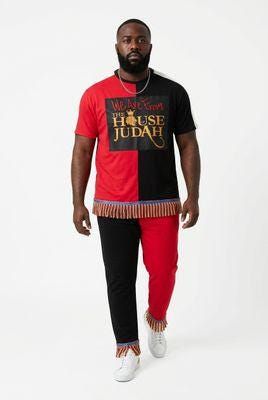 100% Cotton Two Tone Red/Black Tee Shirt We Are from The House of Judah Red/Gold Fringes