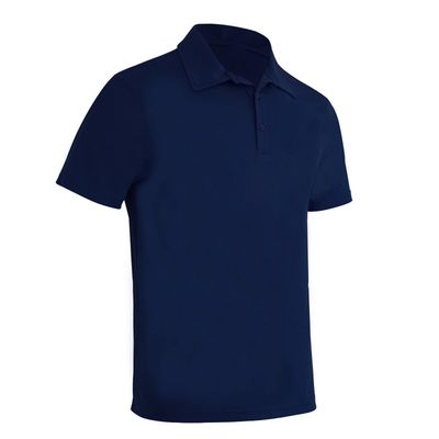 100% Polyester Navy-Blue Men's Performance Solid Color Short Sleeve Polo Shirt Black Fringes