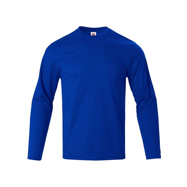 100% Ring Spun Cotton​ Royal Blue Men's Performance Solid Color Long Sleeve Polo Shirt Silver Fringes