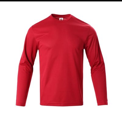 100% Ring Spun Cotton​ Red Men's Performance Solid Color Long Sleeve Polo Shirt Silver Fringes