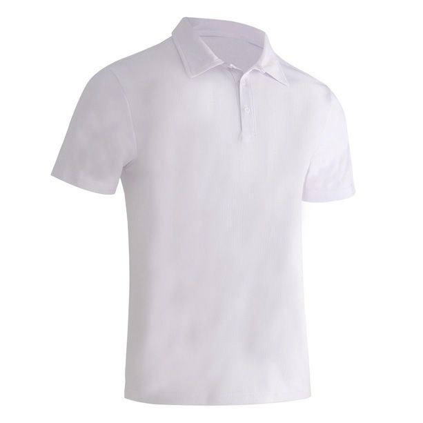 100% Polyester White Men's Performance Solid Color Short Sleeve Polo Shirt Black Fringes