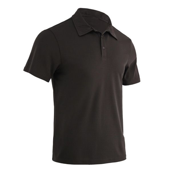 100% Polyester Black Men's Performance Polo Shirt White Fringes