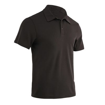 100% Polyester Black Men's Performance Polo Shirt White Fringes