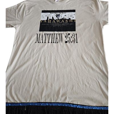 100% Cotton The Son of Man Matthew 25:31 Sand Shirt Black Fringes