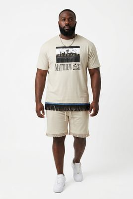 100% Cotton The Son of Man Matthew 25:31 Sand Shirt Black Fringes