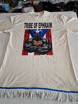 100% Cotton Tribe of Ephraim Sand Shirt White Fringes White Fringes