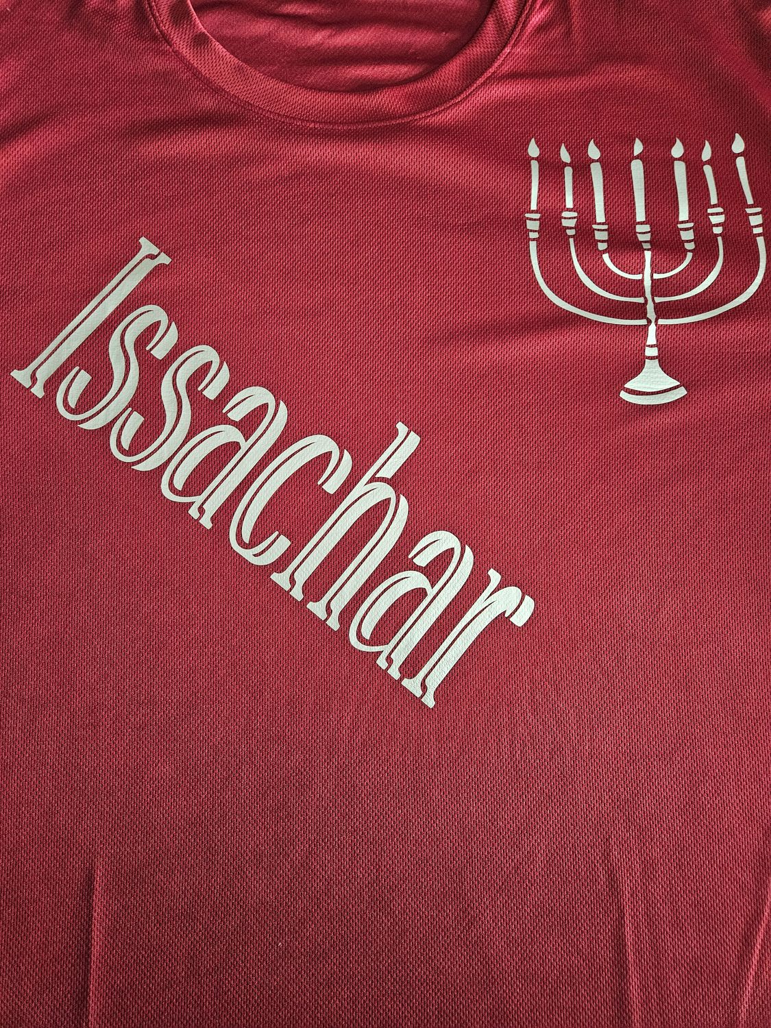 Issachar w/ Menorah Orange Fringes 100% Polyester Polo Wine Long Sleeve