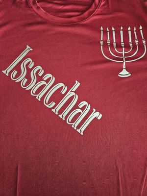 Issachar w/ Menorah Orange Fringes 100% Polyester Polo Wine Long Sleeve