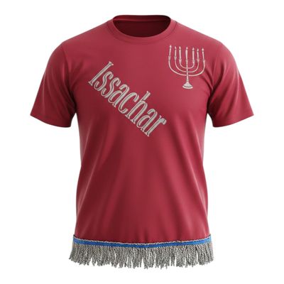 Issachar w/ Menorah Silver Fringes 100% Polyester Polo Wine Long or Short Sleeve