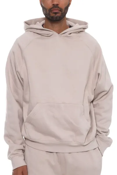 100% Cotton Premium Heavyweight Cross-Grain Hooded Sweatshirt Oatmeal