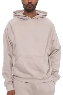 100% Cotton Premium Heavyweight Cross-Grain Hooded Sweatshirt Oatmeal
