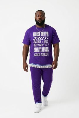 Hebrew Drip Purple Tee White Fringes