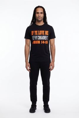 If Ye Love Me Keep My Commandments John 14:15 Black Shirt w/White Fringes