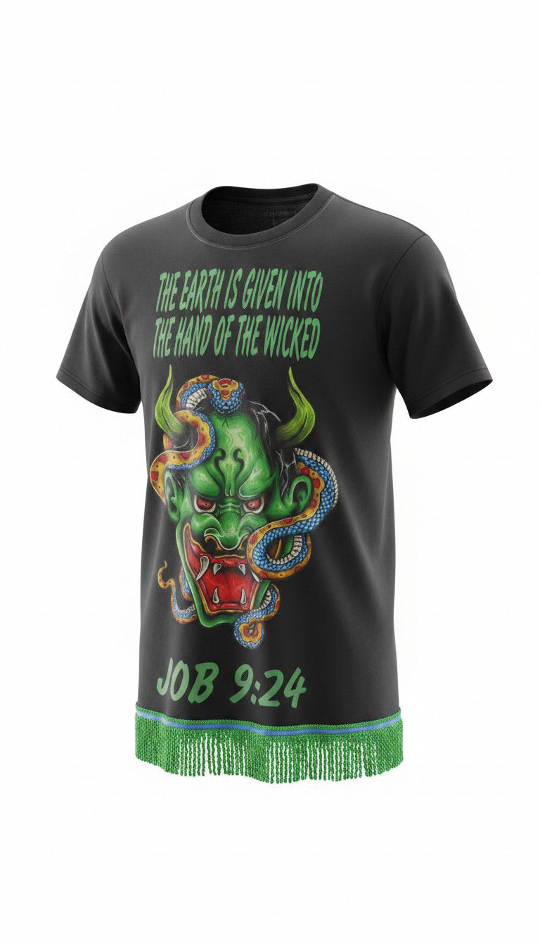 The Earth Is Given Into The Hand Of The Wicked Job 9:24 Kelly Green Fringes