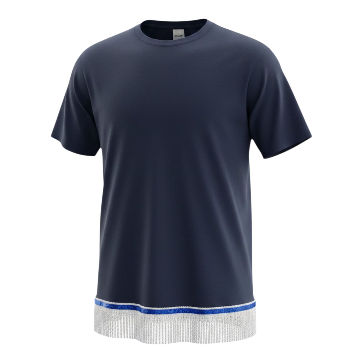 Solid Navy-Blue White Fringes