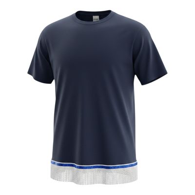 Solid Navy-Blue White Fringes