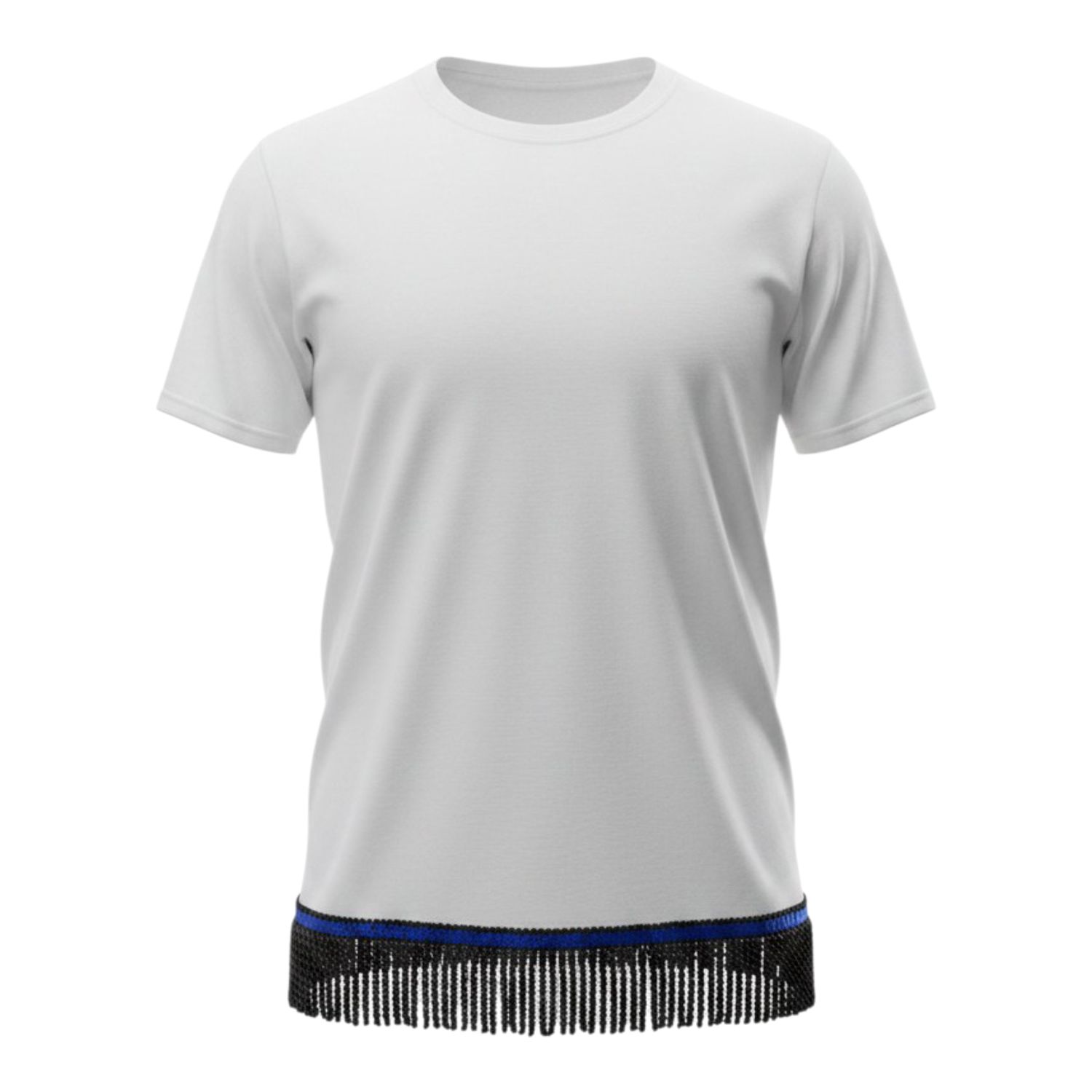 Solid White Gildan Black Fringes