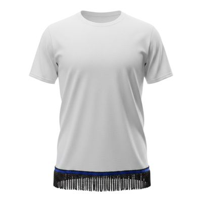 Solid White Gildan Black Fringes