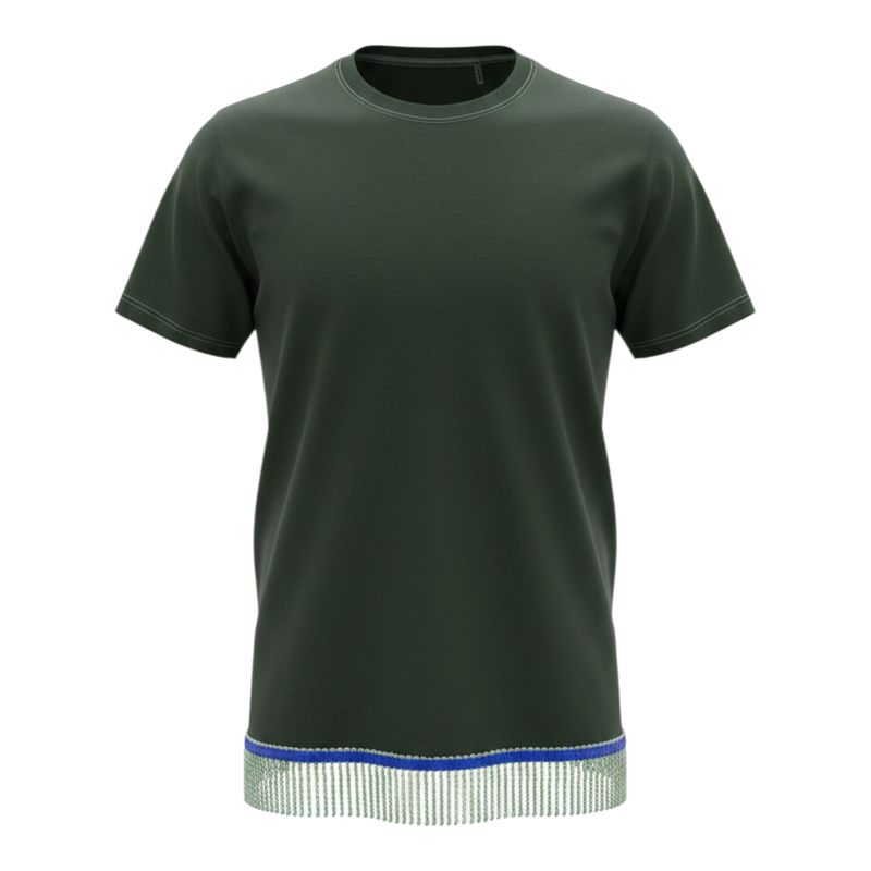 Solid Forest Green White Fringes