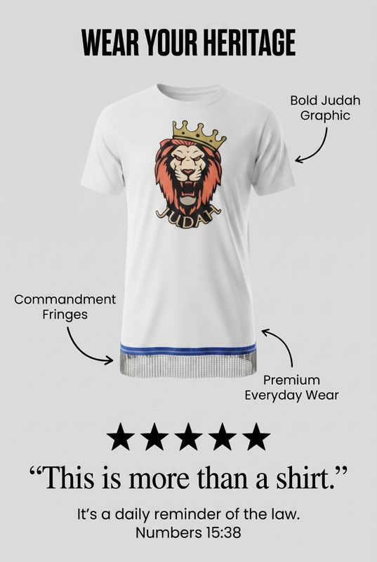 Lion Of Judah Stitch White Tee Work Black Fringes