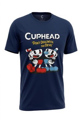 Cuphead Don't Deal with The Devil Navy Blue Soft Tee