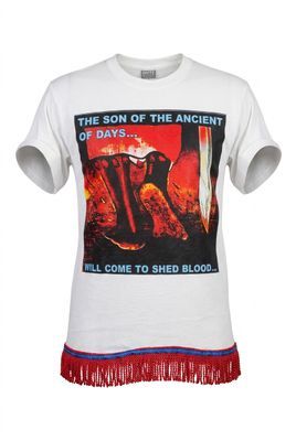 The Son Of The Ancient Of Days Will Come To Shed Blood White Tee Red Fringes