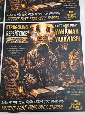 Struggling With Repentance Fast and Pray to Yahawah &amp; Yahawashi Repent Fast Endure DTF Print Size 11x14 Inch