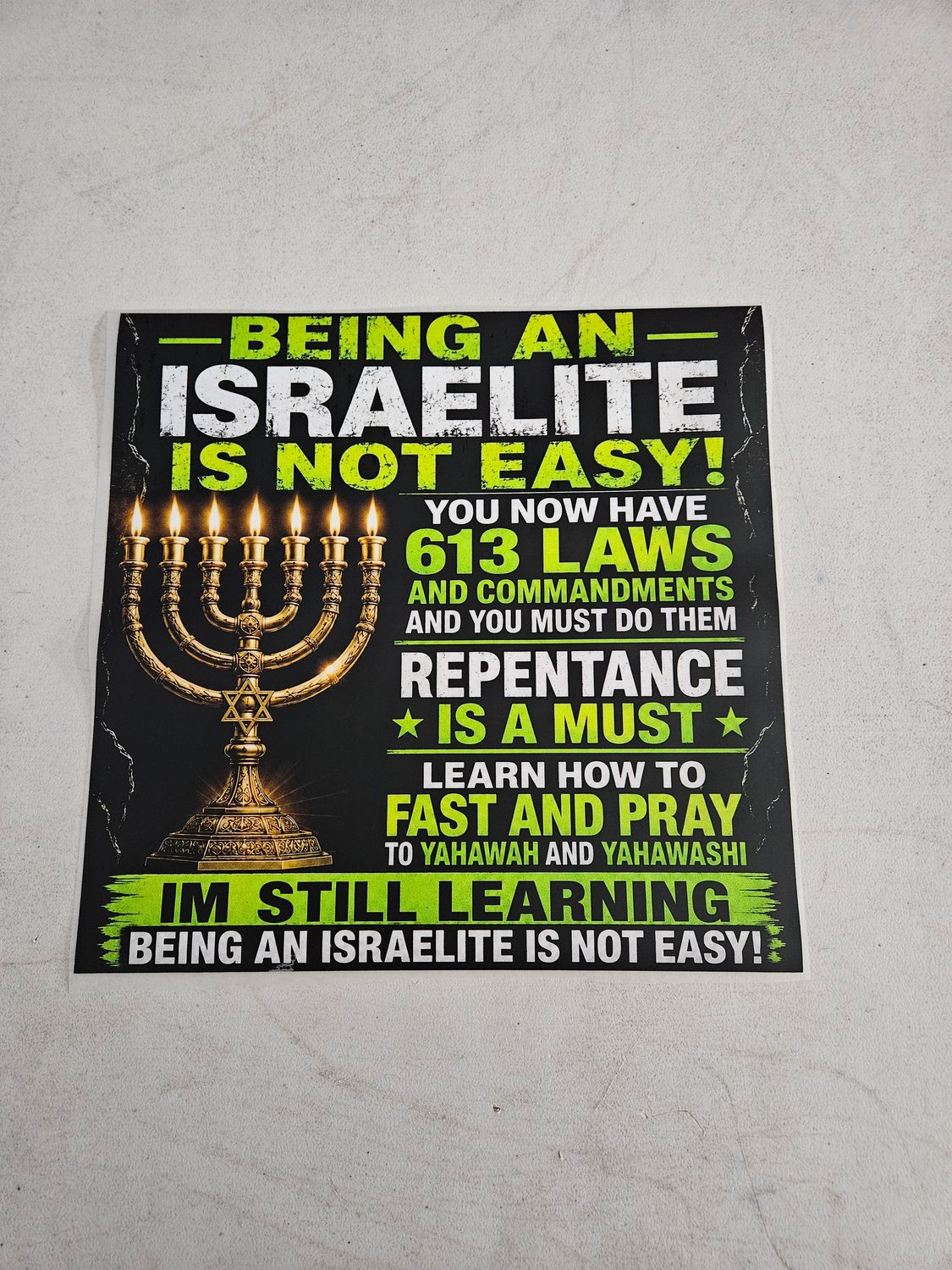 Being an Israelite is Not Easy You Now Have 613 Laws and Commandments and You Must Do Them DTF Print Size 11x14 Inch