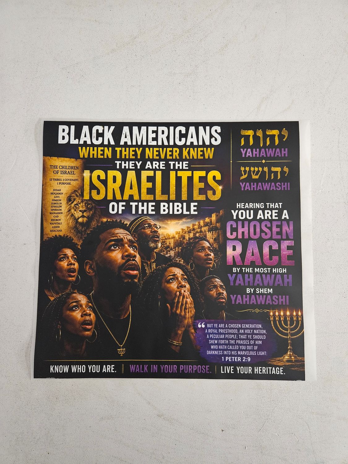 Black Americans When They Never Knew They Are The Israelites of The Bible Hearing That You Are A Chosen Race 1 Peter 2:9 DTF Print Size 11x12 Inch