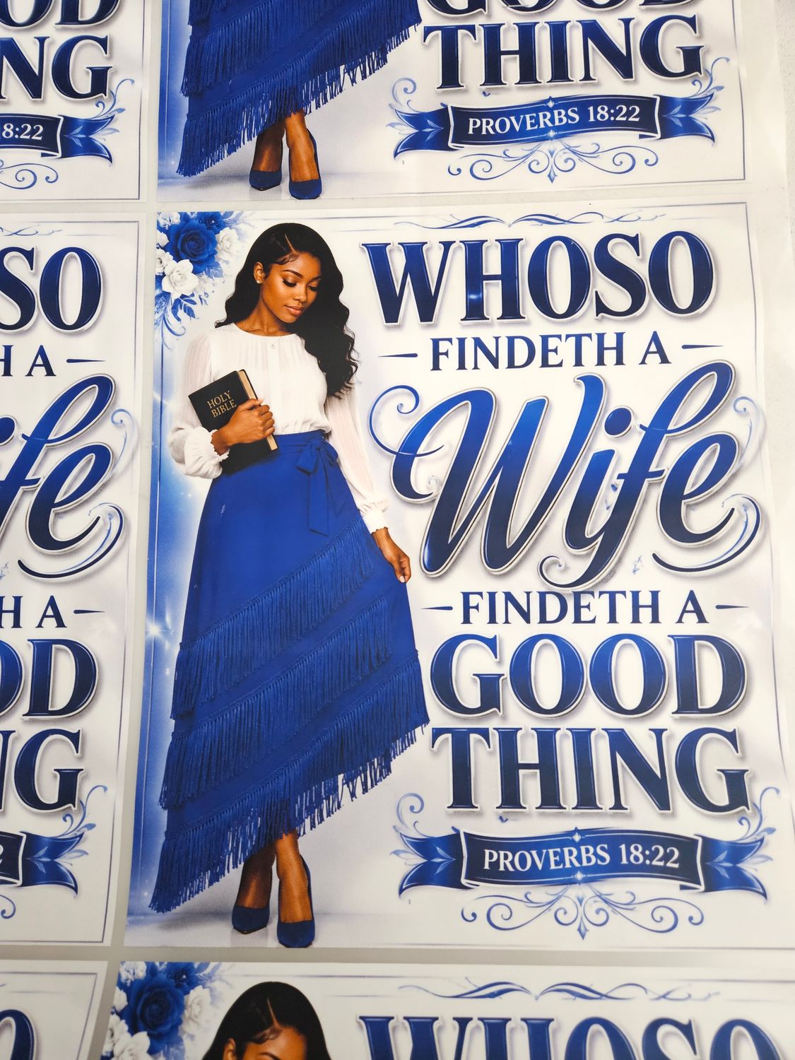 Who So Findeth A Wife Findeth A Good Thing Proverbs 18:22  DTF Print Size 11x12 Inch