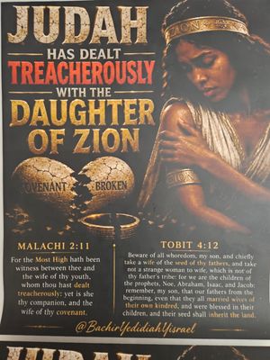 Judah Has Dealt Treacherously with The Daughter of Zion Red Tee White Fringes Tobit 4:12 Malachi 2 11