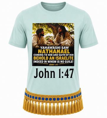 Yahawashi Saw Nathanael Celadon Tee Gold Fringes