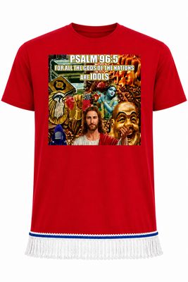 For All the Gods of The Nations Are Idols Psalm 96:5 Yellow Tee Gold Fringes