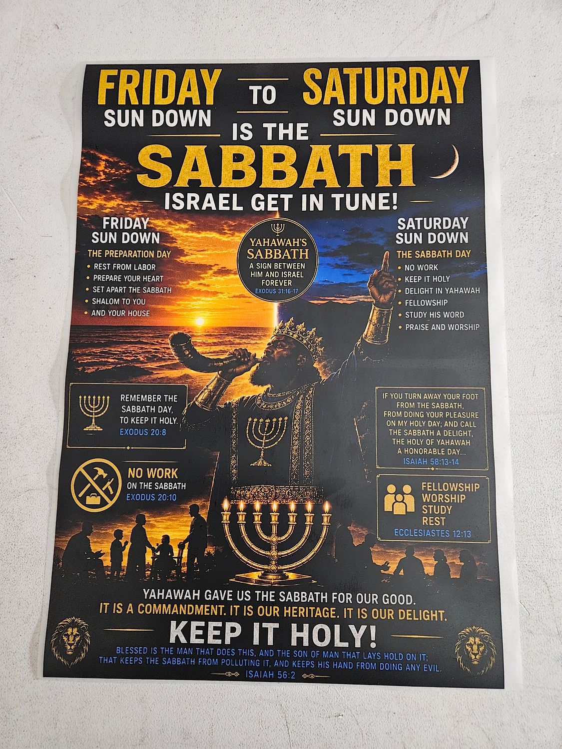 Friday Sundown to Saturday Sundown is the Sabbath Israel Get In tune