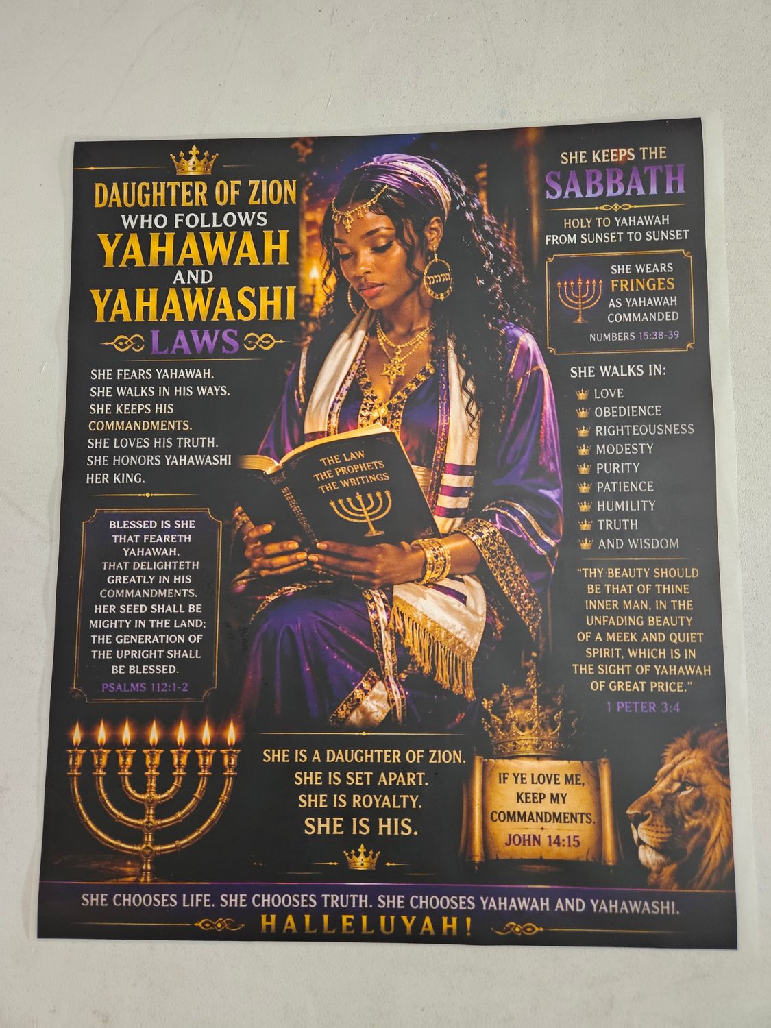 Daughter of Zion Who Follows Yahawah and Yahawashi Laws Psalms 112:1-2