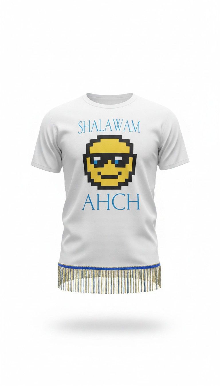 Shalawam Ahch Stitch Work White w/Sky Blue Gold Fringes