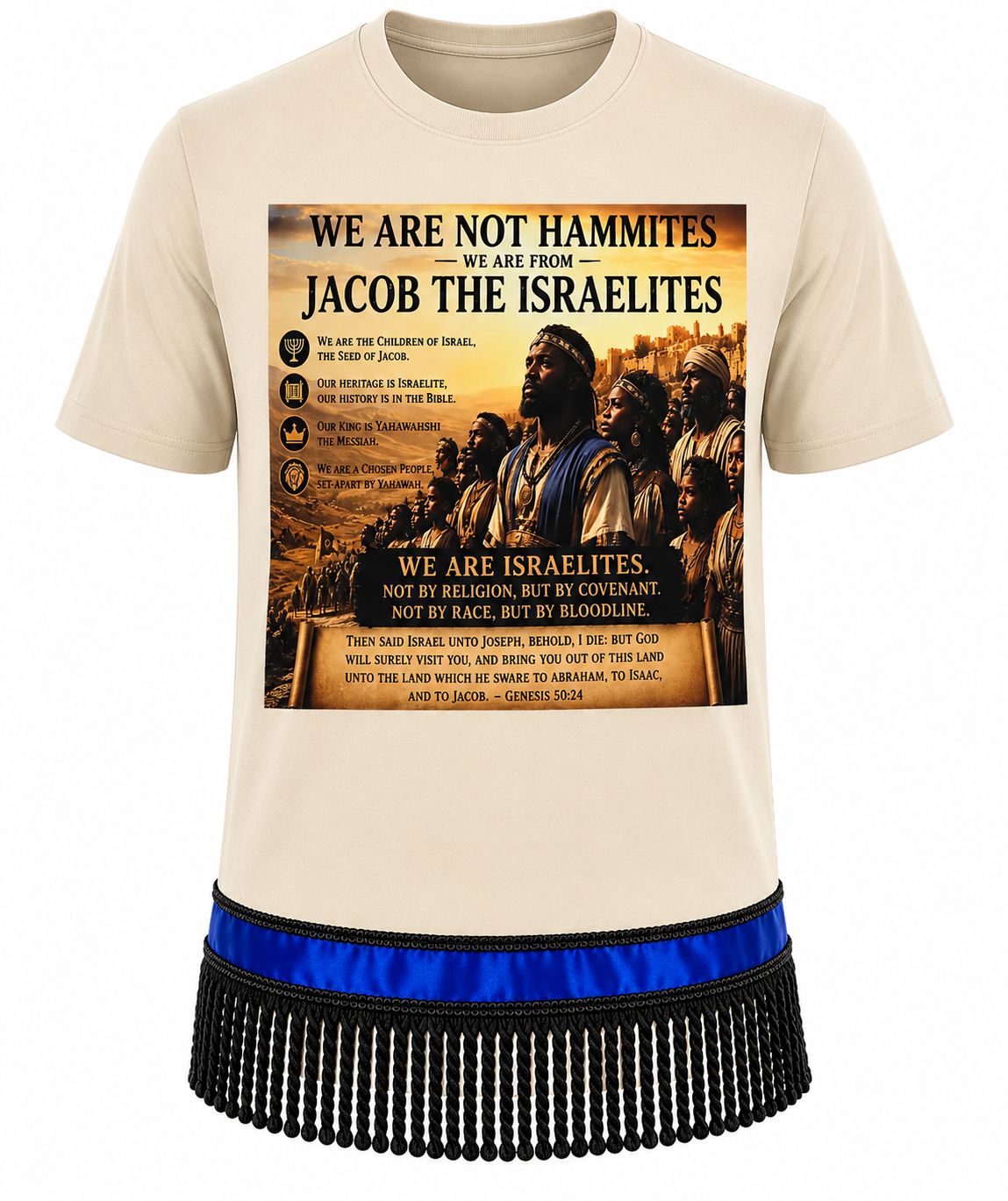 We Are Not Hammites Sand Tee Black Fringes