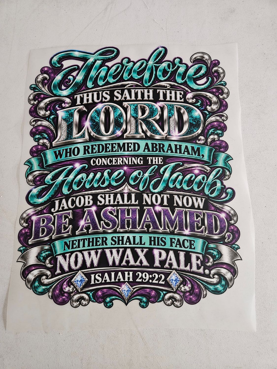 Therefore, Thus Said the Jacob Shall Not be Ashamed Lord Iron On Patch