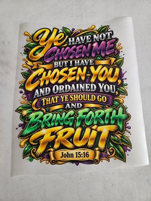 Ye Have Not Chosen Me but I Have Chosen You and Ordained You That Ye Should Go and Bring Forth Fruit John 15:16 Iron on Patch 11x14 Inches Ye Have Not Chosen Me but I Have Chosen You and Ordained You That Ye Should Go and Bring Forth Fruit John 15:16 Iron on Patch 11x14 Inches