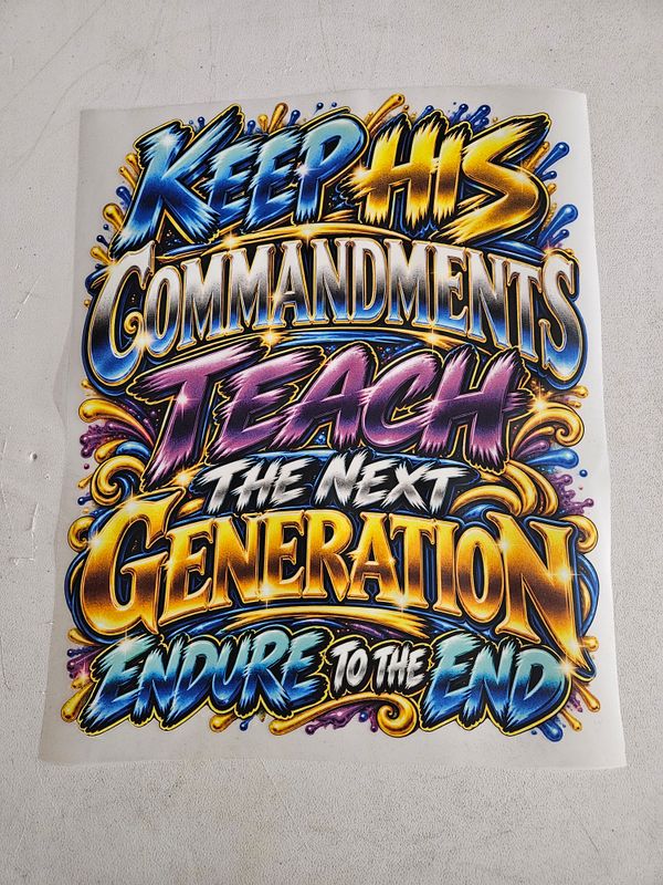 Keep His Commandments Teach the Next Generation Endure to the End Iron On Patch 11x14 Inches