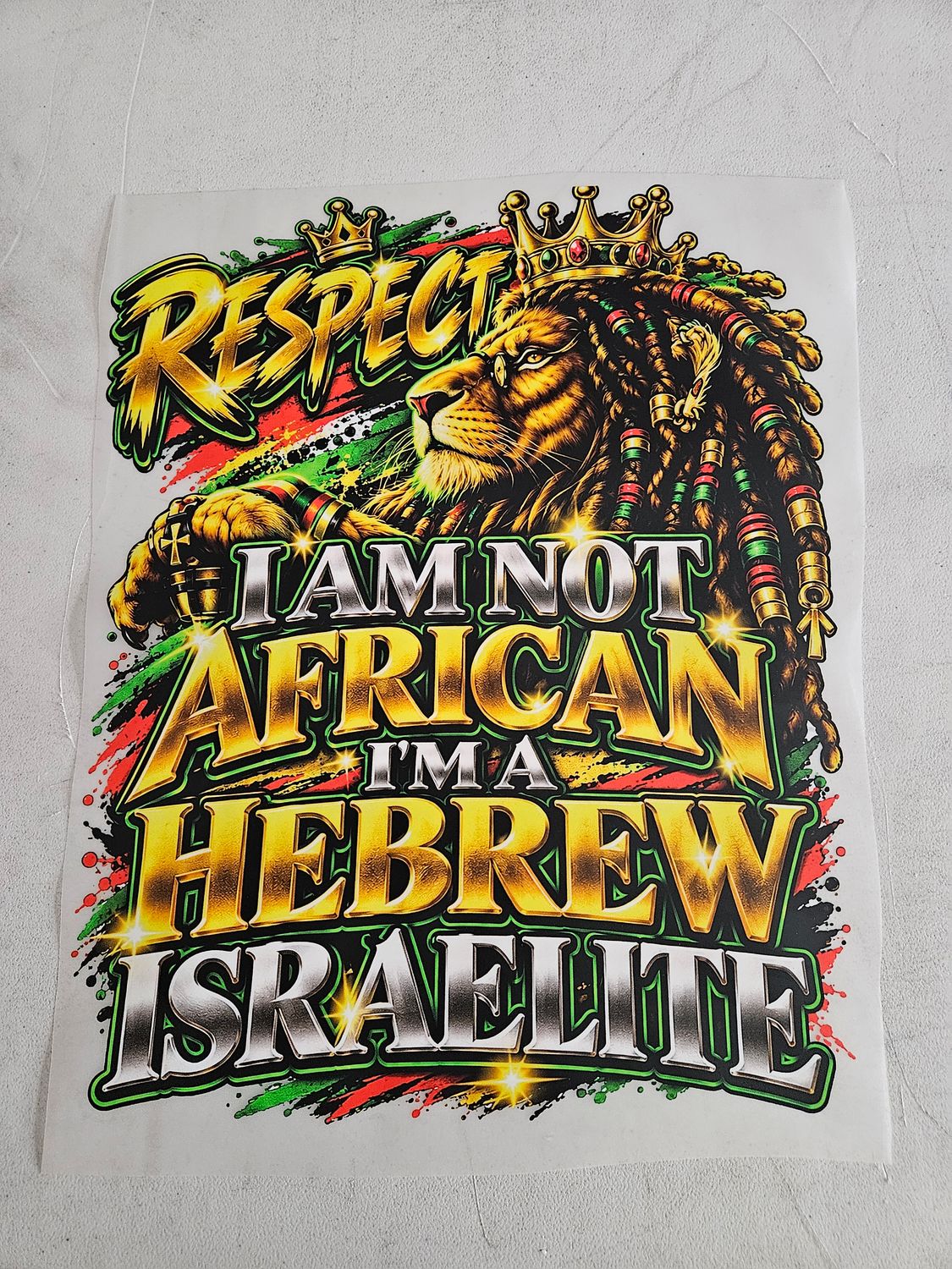 I Am Not African I'm A Hebrew Israelite Iron on Patch 11x14 Inches