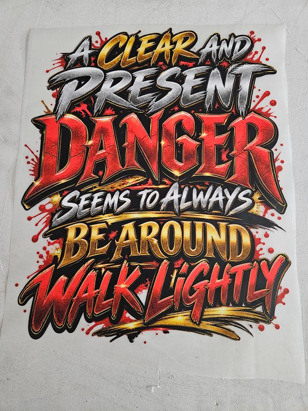A Clear and Present Danger Always Seem to be Around Walk Lightly Iron on Patch 11x14 Inches