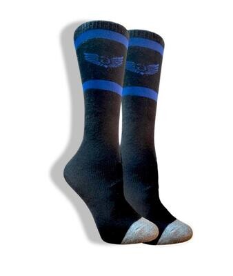 CREW BLACK SILICONE SOCKS, GREY TOE WITH 2 mm THICK SOFT SILICONE OVER TOES IN COTTON LAYERS FOR CUSHION AND FUNGI GUARD