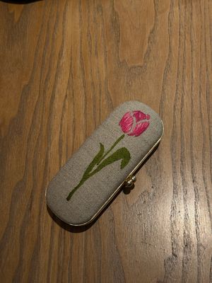 Tulip Embroidery Eyeglasses Case