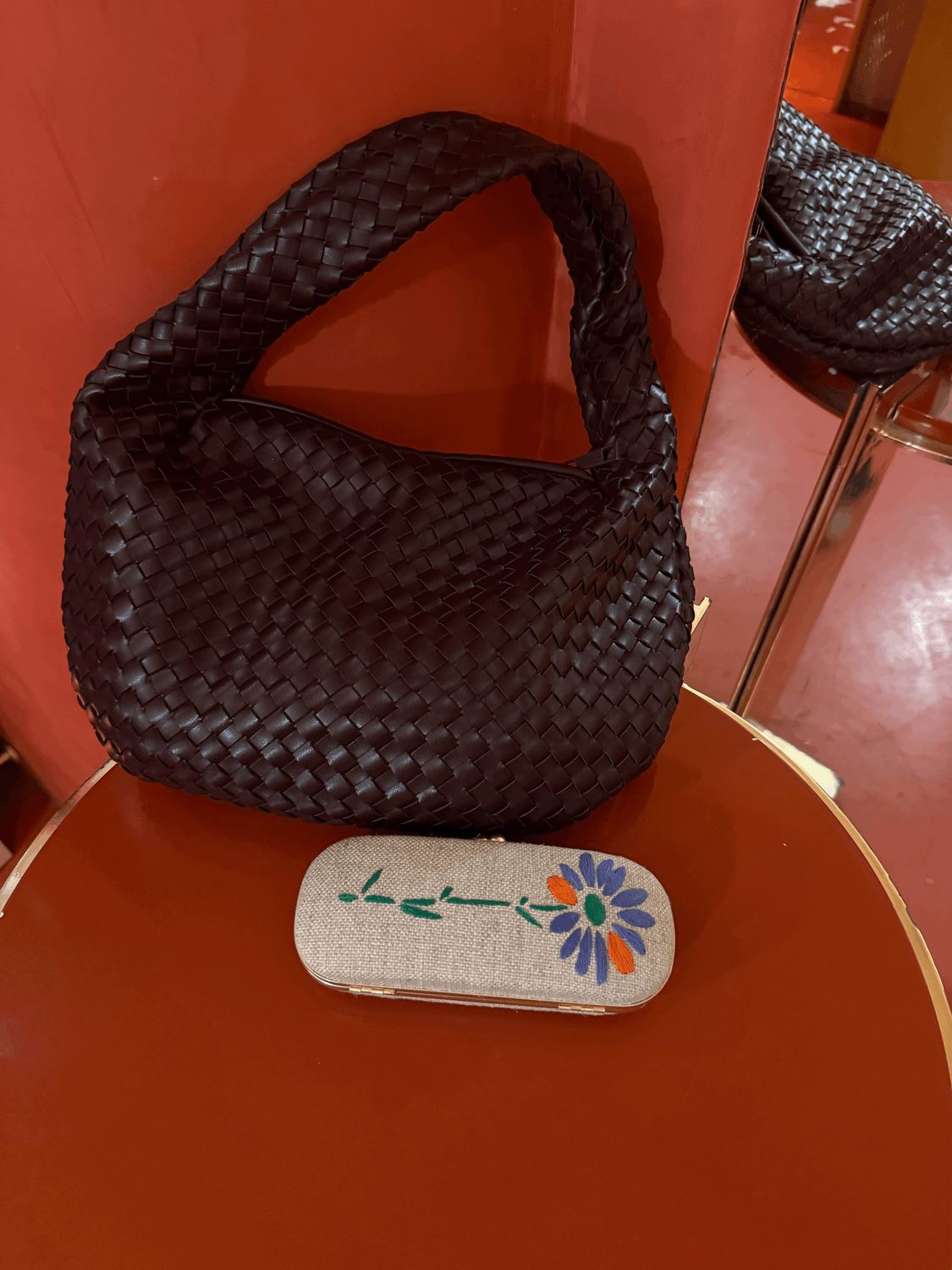 Flowers Embroidery Eyeglasses Case