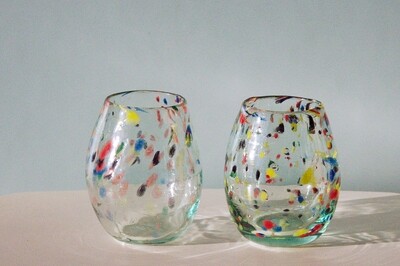 Drinking Glass Oval, Colours & Pattern: Confetti, Quantity / Set: 1 Glass