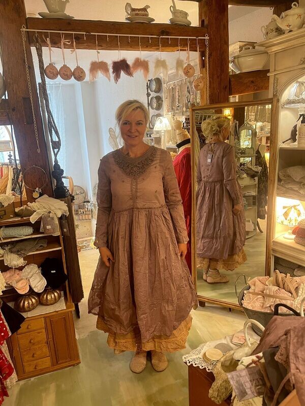 Ewa i Walla Dot Organdie Kleid AW23 Valentina 55827 Muskat