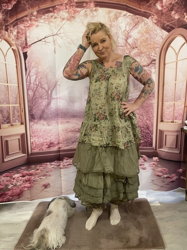 Les Ours Rock Madou almond grün Organza 100%Baumwolle der perfekte Rock für Lagenlook Einheitsgröße