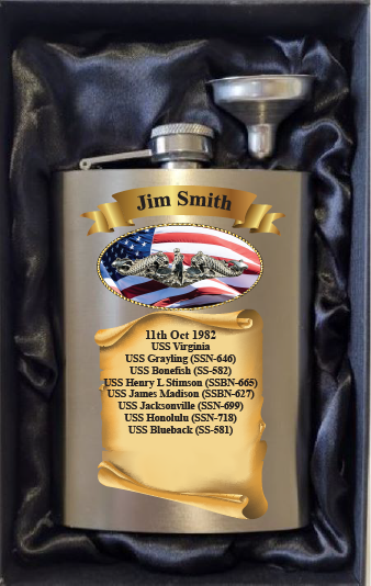 US Submarine Scroll of Honor HIP FLASK