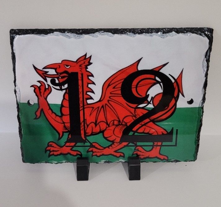 Welsh Dragon Slate House Number